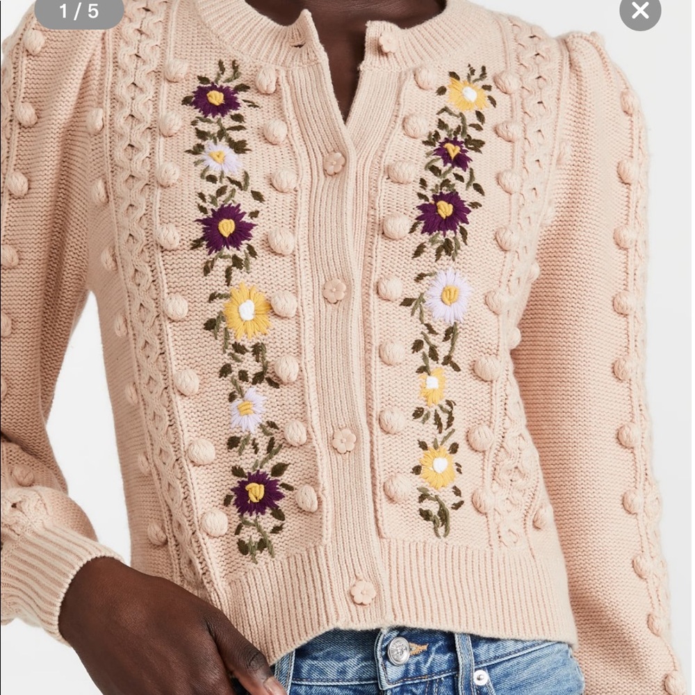 NWT Alice + Olivia Kitty Puff Sleeve Cardigan/Sweater $550